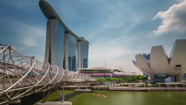 Известный Singapore отель и художественный музей дневной свет 4k время истекло — стоковое видео