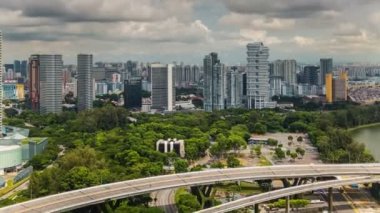 Singapur gün ışık şehir Panoraması 4 k zaman sukut el ilanı