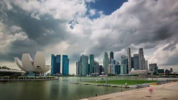 Upływ czasu Singapurze dnia muzeum sztuki światła panoramiczne 4 k — Wideo stockowe