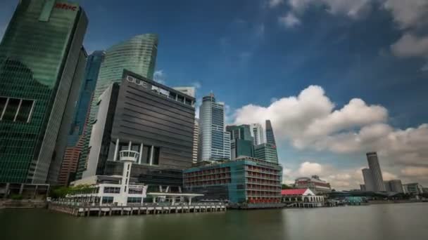 Bahía de Singapur cielo nublado día luz 4k lapso de tiempo — Vídeo de stock