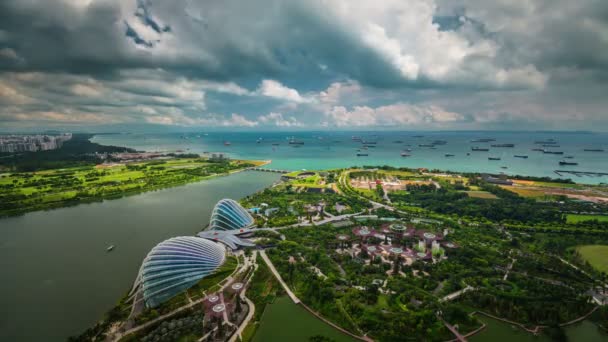 Zonnige dag licht beroemde singapore dak bovenaanzicht op tuin 4 k time-lapse — Stockvideo