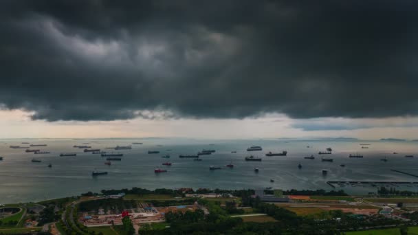 Singapore bela tempestade céu porto baía 4k lapso de tempo — Vídeo de Stock