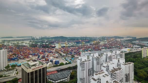 Roof top view on singapore port block 4k time lapse — Stock Video