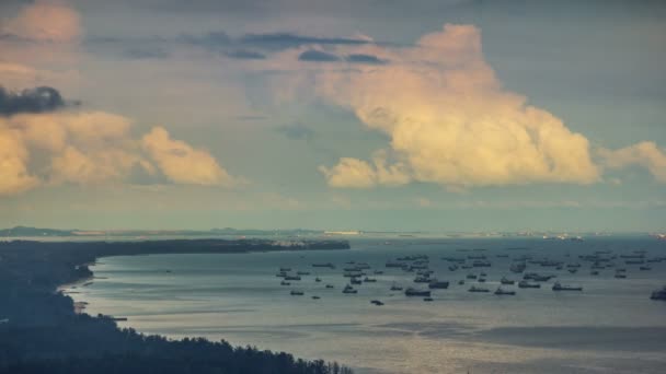 Cielo soleado singapore azotea vista de la costa 4k time lapse — Vídeo de stock