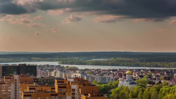 Minsk mare drozdi acoperiș top panorama 4k timp de expirare — Videoclip de stoc