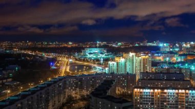 gece ışık minsk cityscape panorama 4k zaman atlamalı