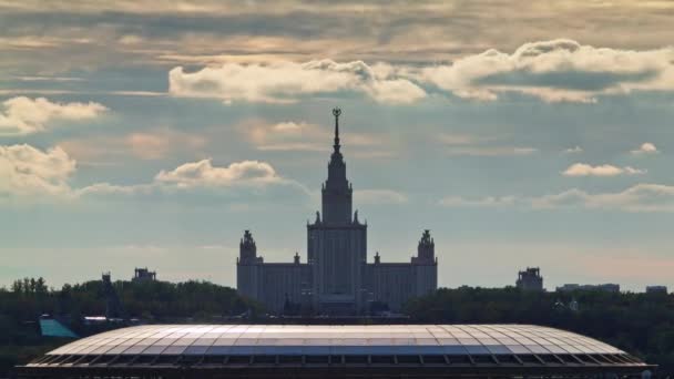 Московський університет Лужники sadium дах Топ Панорама 4 к час проміжок Росії — стокове відео