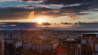 gün batımı minsk çatı üst şehir Panoraması 4k zaman atlamalı