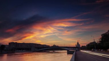 Moskova Nehri Rating defne günbatımı panorama 4 k zaman sukut Rusya