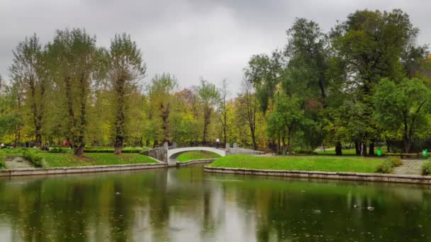 Summer day moscow city park pond lake panorama 4k time lapse russia — Αρχείο Βίντεο