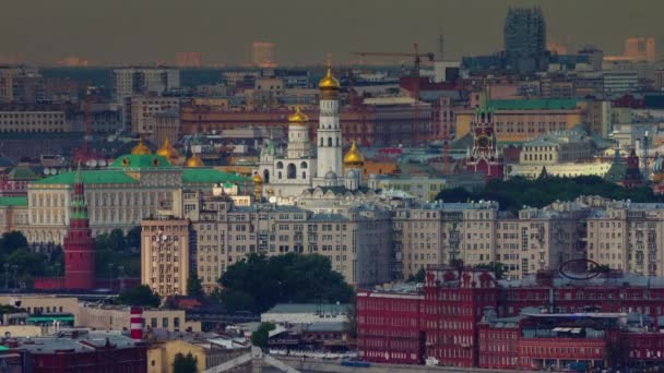 Moscow crepúsculo iglesia vista ciudad azotea panorama 4k time lapse russia — Vídeos de Stock