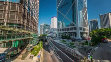 Çin güneşli gün hong kong banka Kulesi 4 k zaman atlamalı bina