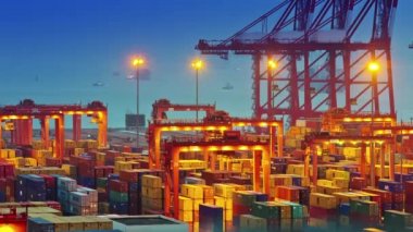 Çin gece aydınlatma çalışma bağlantı noktası shenzhen panorama 4k zaman atlamalı