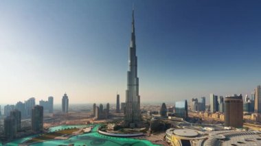 yaz gün dubai dünyanın en yüksek binası otel panorama 4 k zaman atlamalı Birleşik Arap Emirlikleri