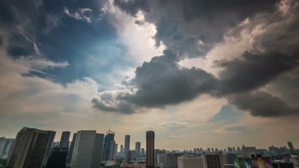 Luz del día soleado singapore cielo 4k lapso de tiempo desde el techo — Vídeos de Stock