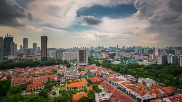 Barevné Singapur živé blok 4 k časová prodleva z vrcholu střechy — Stock video