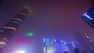 Çin gece aydınlatma guangzhou city modern Merkezi 4 k zaman atlamalı