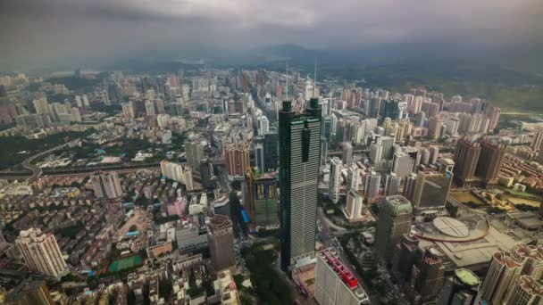 China Shenzhen ciudad alta torre día luz vista 4k lapso de tiempo — Vídeos de Stock