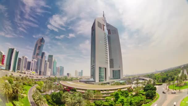 Letní den dubai downtown slavné věže panorama 4 k time lapse Spojené arabské emiráty — Stock video