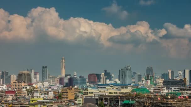 Panorama panoráma města Bangkoku slunečnou oblohou 4 k čas zanikla Thajsko — Stock video