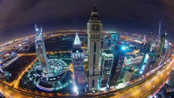 Dubai centre-ville veilleuse route principale toit panorama 4k laps de temps émirats arabes unis — Video