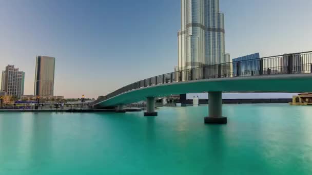 Dubai atardecer mundo edificio más alto abajo al panorama superior 4k lapso de tiempo emiratos árabes unidos — Vídeo de stock