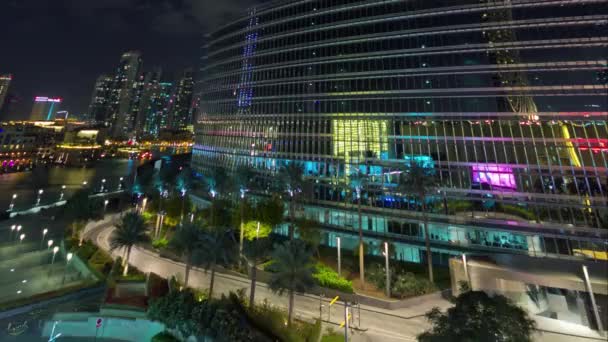 Lumière de nuit dubai plus haut bâtiment du monde vers le haut 4k time lapse usa — Video