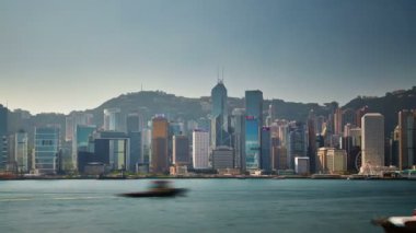 Çin güneşli gün hafif hong kong bay panorama ferris 4 k zaman atlamalı tekerlek