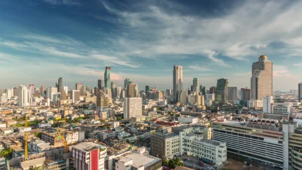 Sunny day hotel roof top cityscape 4k time lapse bang/panorama thailand — Video