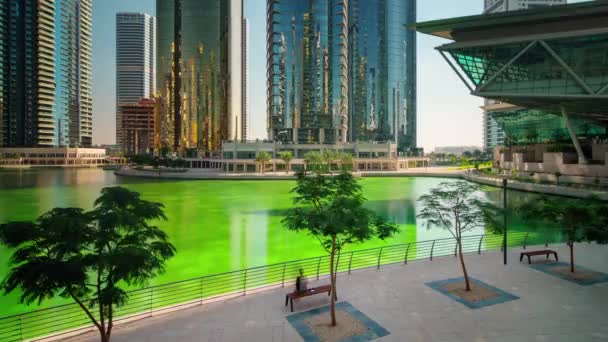 Dubai jbr marina bay napos panoráma 4 k idő telik el, Egyesült arab Emírségek — Stock videók