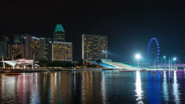 Natt ljus singapore berömda flygblad 4k tidsfördröjning — Stockvideo