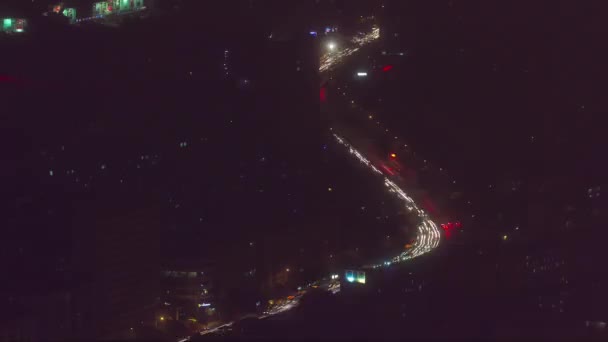 中国晚交通道路照明屋顶顶视图广州市 4 k 时间流逝 — 图库视频影像