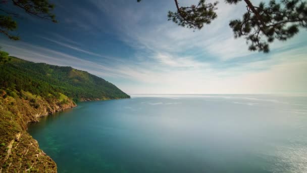 Baikal lago giornata di sole panorama 4k time lapse russia — Video Stock