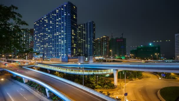 China hong kong stadtverkehr kreuzung wohnblock 4k zeitraffer — Stockvideo