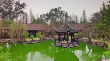 Çin guangzhou city park su birikintisi panorama 4k zaman atlamalı