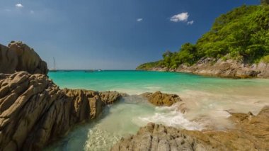 Tayland güneşli gün özel özgürlük beach kayalık sahil panorama hd