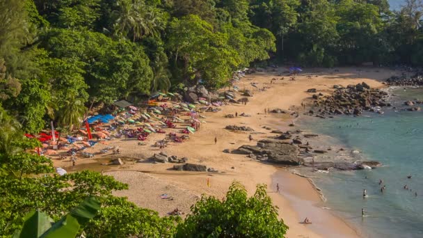 Tayland yaz gün ünlü phuket surin beach panorama hd phuket — Stok video