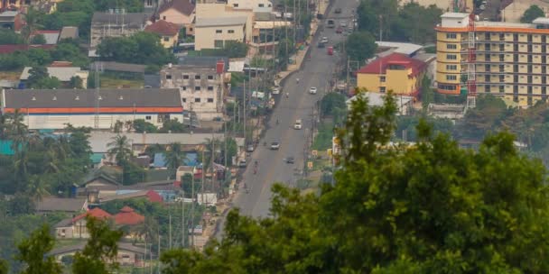 Thailand phuket town city trafik Gatuvy punkt panorama hd — Stockvideo