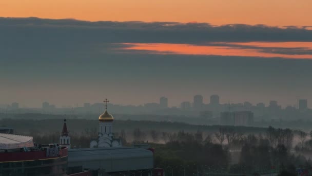 Vitryssland minsk staden sunset taket översta panorama 4k tidsinställd — Stockvideo