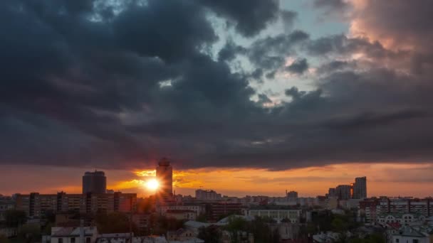 Białoruś zachód Słońca Niebo Miasto centrum dach panorama top 4 k czas wygaśnięcia Mińsk — Wideo stockowe