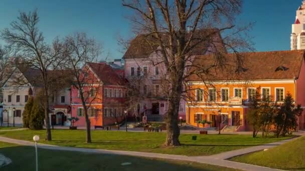 Wit-Rusland zonsondergang lichte minsk beroemde oude stad panorama 4k time-lapse — Stockvideo