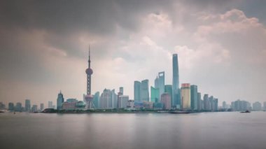 gün Şanghay şehir nehir Rating Körfez Panoraması 4k zaman atlamalı Çin