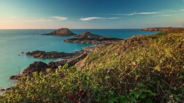 Atardecer colinas bahía mar panorama 4k time lapse france — Vídeo de stock