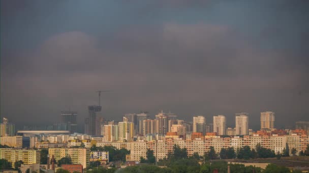 Zonsondergang Tijd Minsk Stadsgezicht Dak Panorama Timelapse Belarus Rechtenvrije Stockvideo