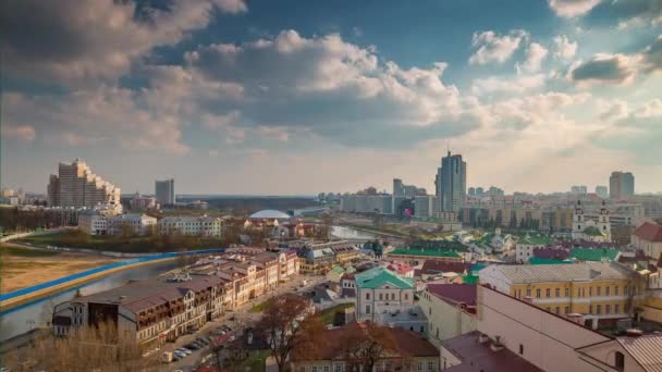 Minsk Centrum Dag Tijd Dakterras Panorama Timelapse Belarus Videoclip