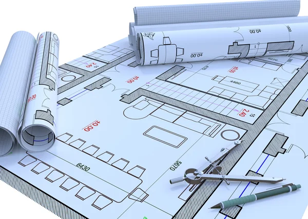 Çizim proje architekture — Stok fotoğraf