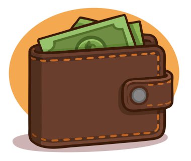 Para dolu bir cüzdanın vektör çizimi