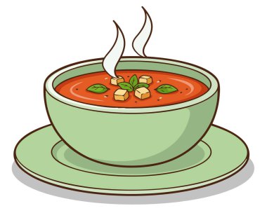 Bir kase çorbanın vektör çizimi.
