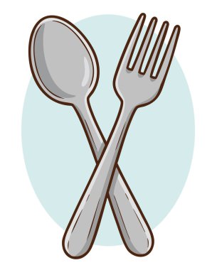 Çatal ve kaşığın vektör çizimi.