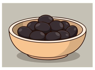 Siyah zeytin tabağının vektör çizimi